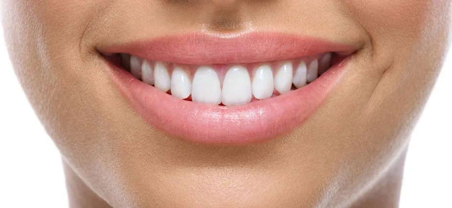 Close-up of a straight white smile