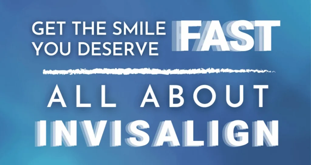 Banner reading Get the Smile You Deserve Fast, All About Invisalign