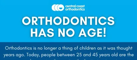 Banner reading Orthodontics Has No Age, noting that people between 25 and 45 are now the fastest growing group of patients